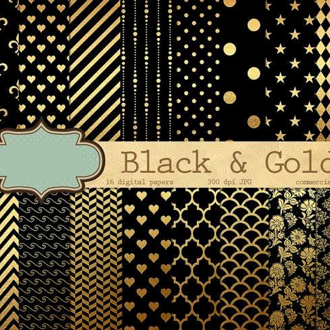 Kit Digital Papeis Black Glold 1