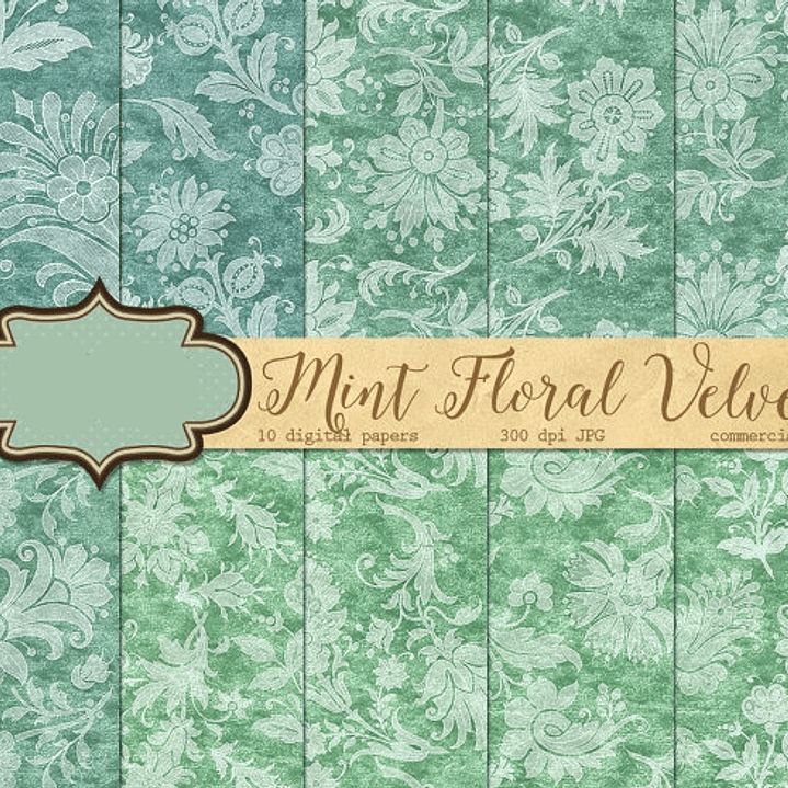 Kit Digital Papeis Verde Floral  1