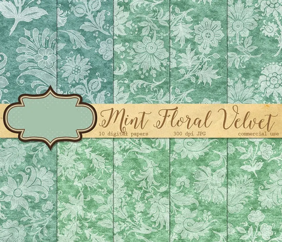 Kit Digital Papeis Verde Floral  1