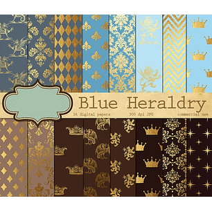 Kit Digital Azul Dourado 