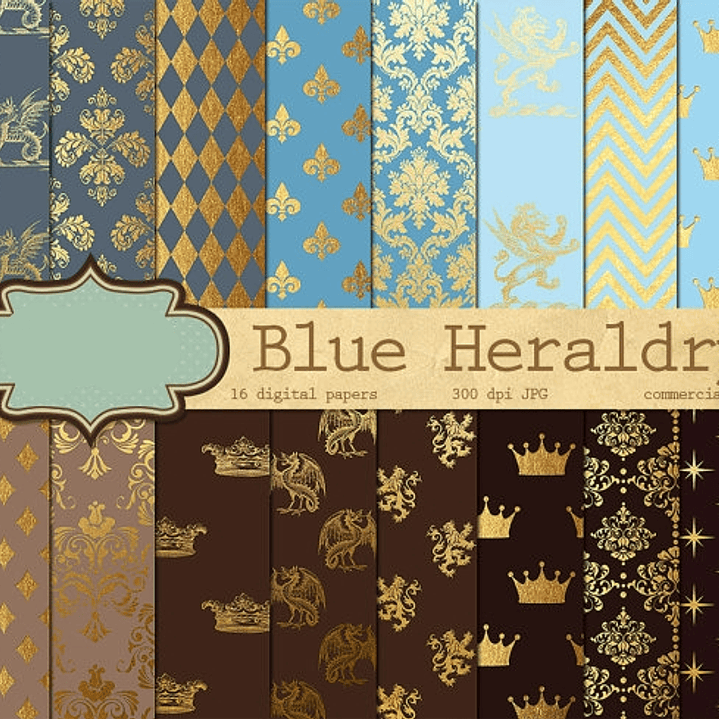 Kit Digital Azul Dourado  1