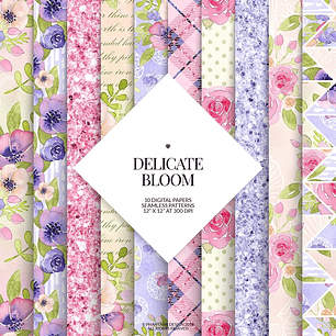 Kit Digital Papeis Floridos 