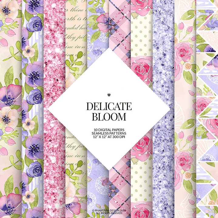 Kit Digital Papeis Floridos  1