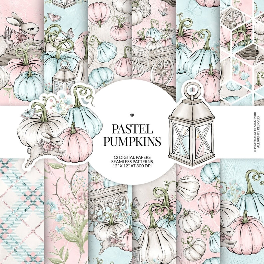 Kit Digital Papeis Abobora Tons Pasteis  1