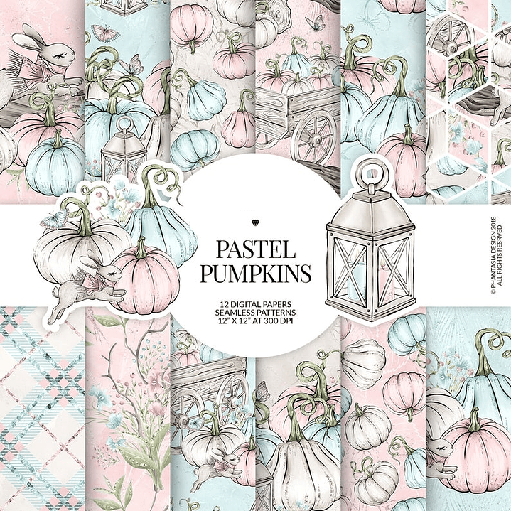 Kit Digital Papeis Abobora Tons Pasteis  1