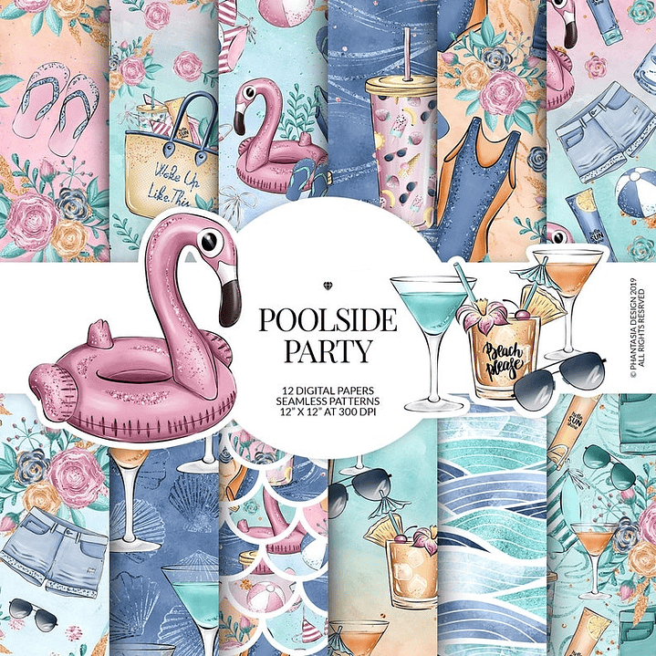 Kit Digital Papeis Pool Party  1