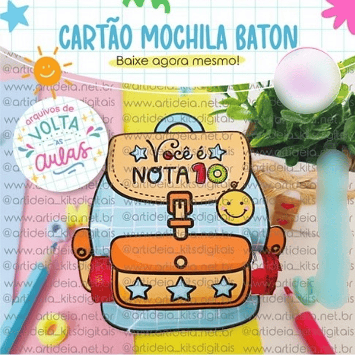 Arquivo Volta ás Áulas Cartão Mochilha Baton  1