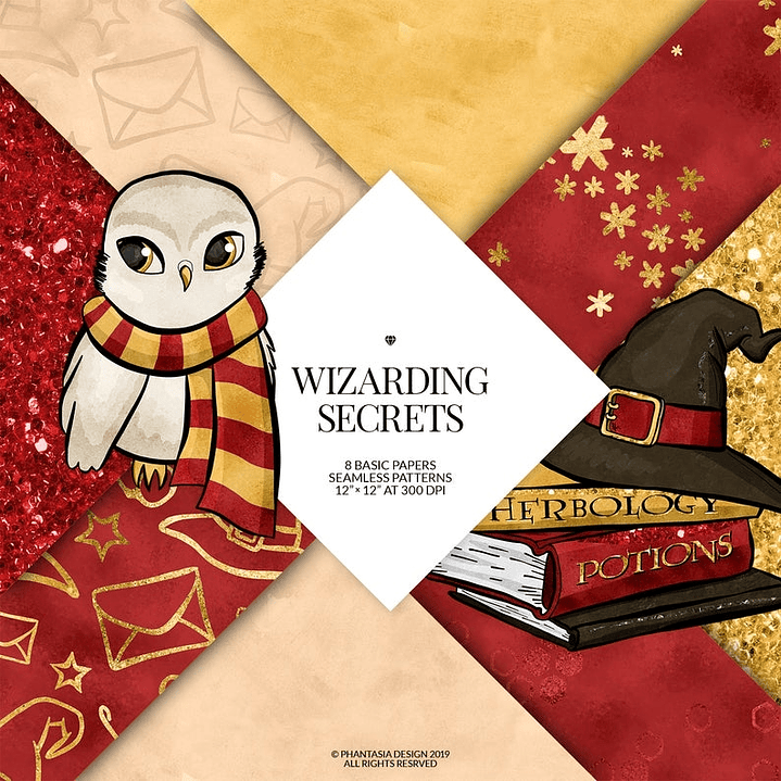 Kit Digital Papeis Magia Secreta Red  1