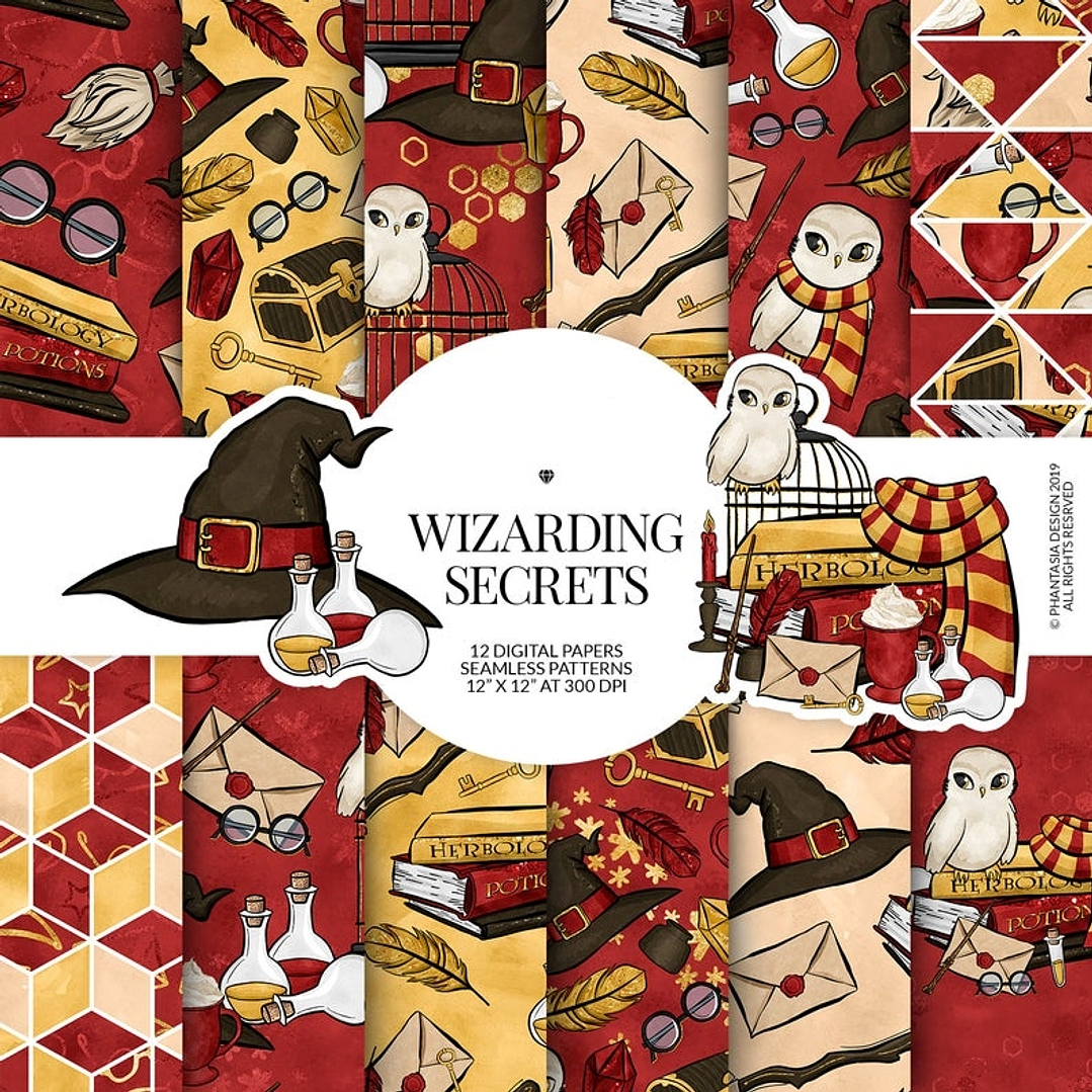 Kit Digital Papeis Magia Secreta Red 1