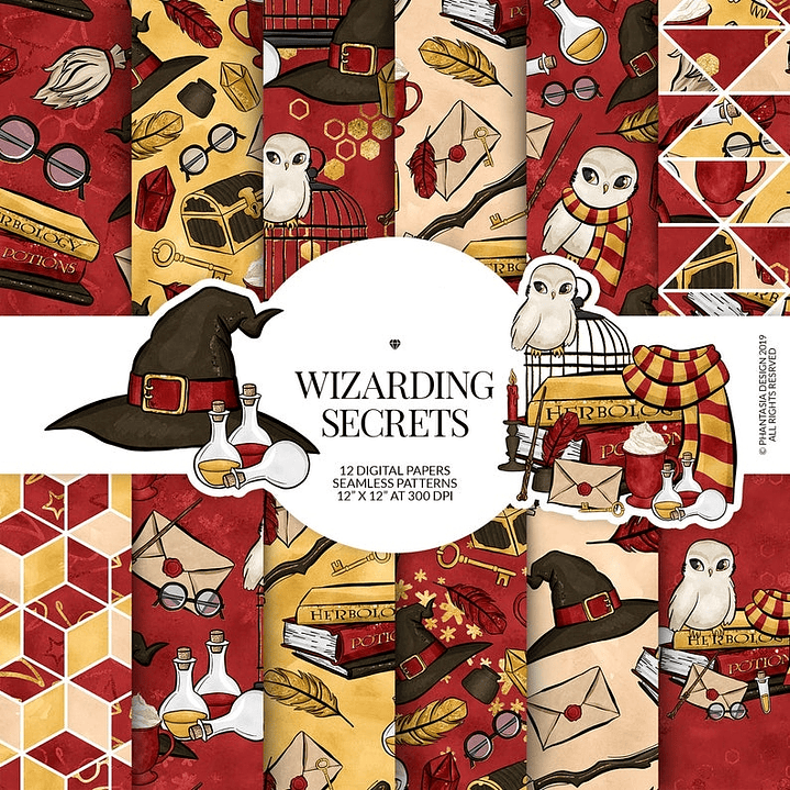 Kit Digital Papeis Magia Secreta Red 1