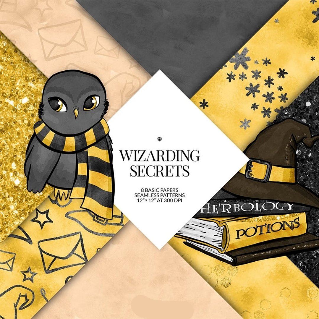 Kit Digital Papeis Magia Secreta Dourada  1