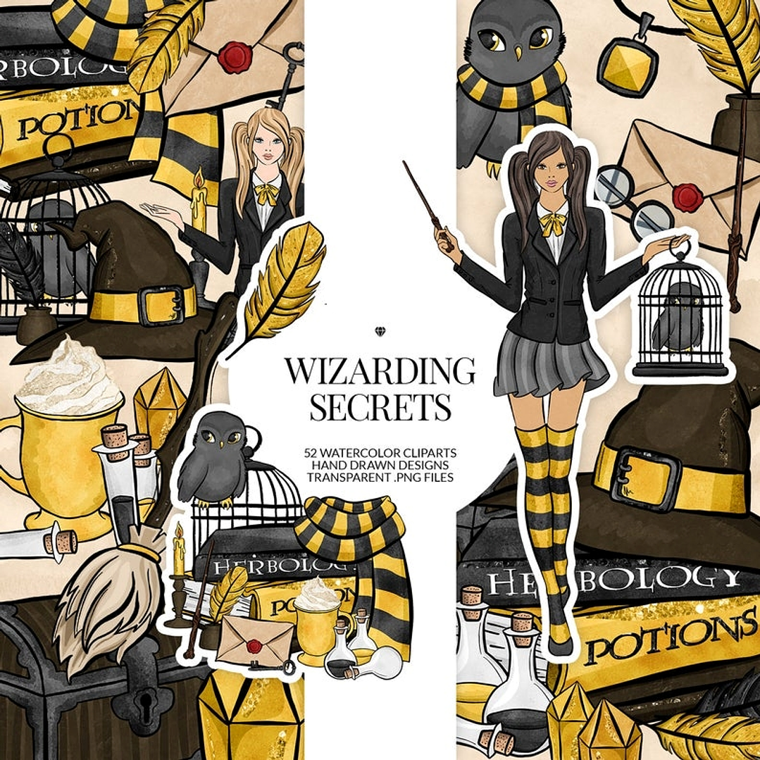 Kit Digital Bruxinha Secreta Dourada  1