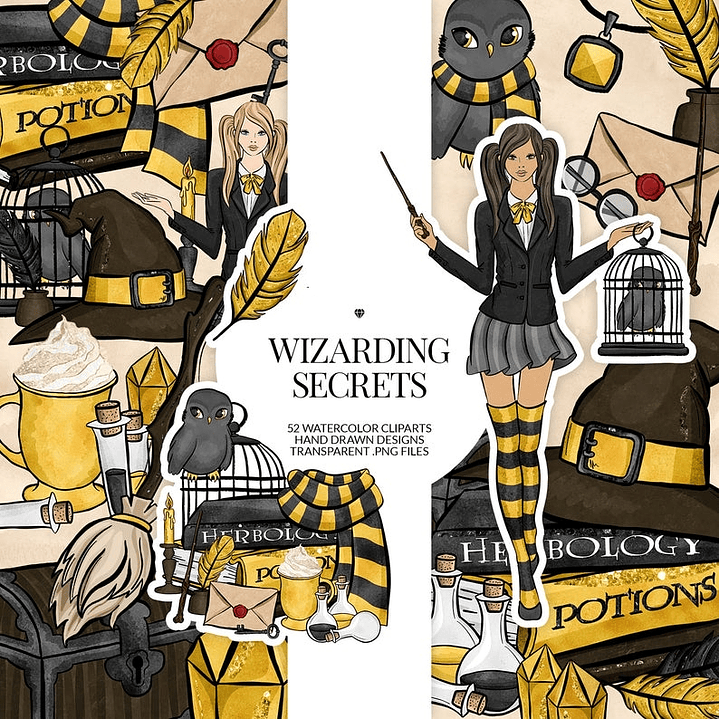 Kit Digital Bruxinha Secreta Dourada  1