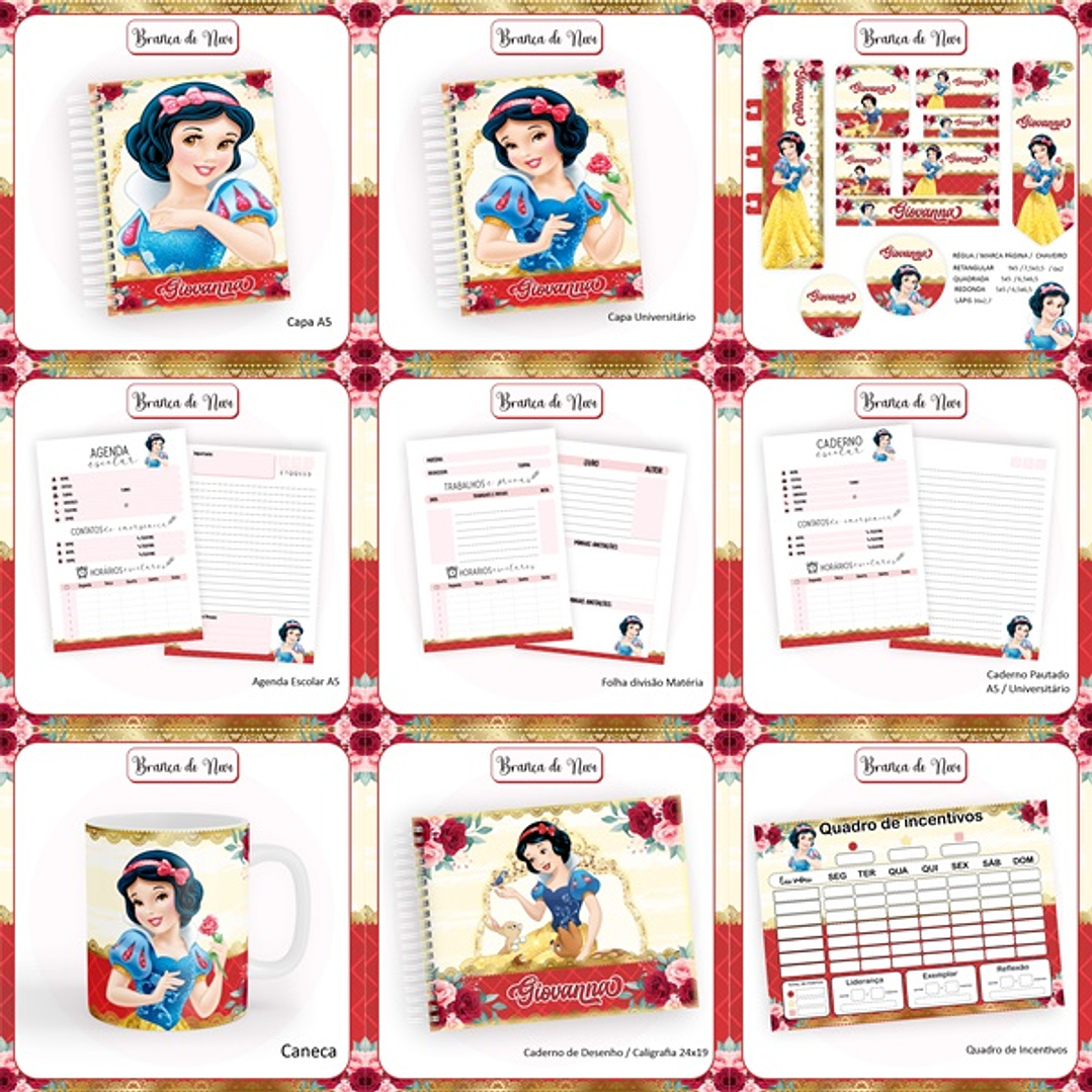 Arquivo Combo Escolar Branca de Neve 1