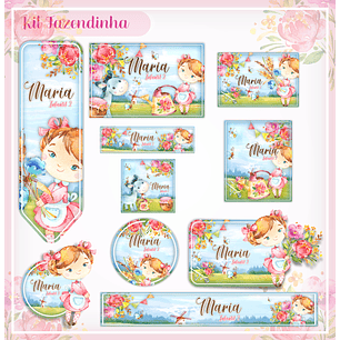 Arquivo Etiqueta Escolar Fazendinha Menina