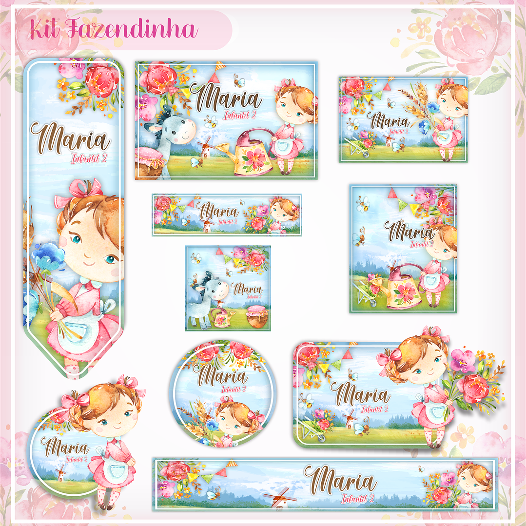 Arquivo Etiqueta Escolar Fazendinha Menina 1