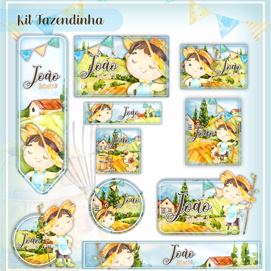Arquivo Etiqueta Escolar Fazendinha Menino 1