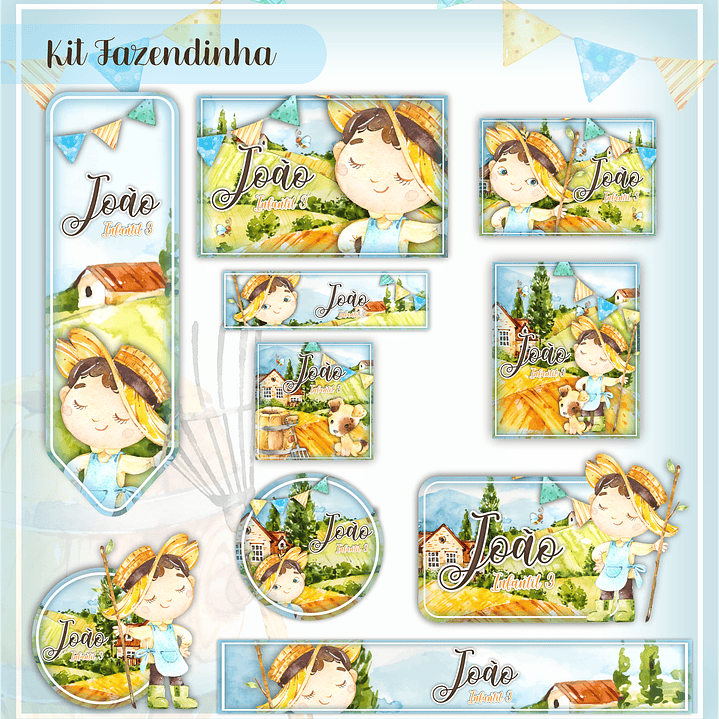 Arquivo Etiqueta Escolar Fazendinha Menino 1