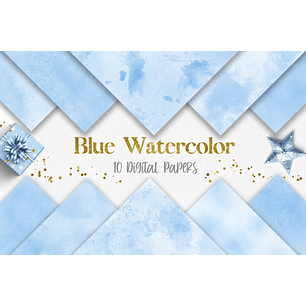 Kit Digital Papeis Aquarela Azul 