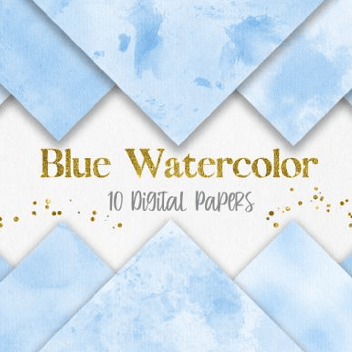Kit Digital Papeis Aquarela Azul  1