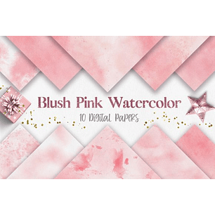 Kit Digital Papeis Aquarela Rosa 