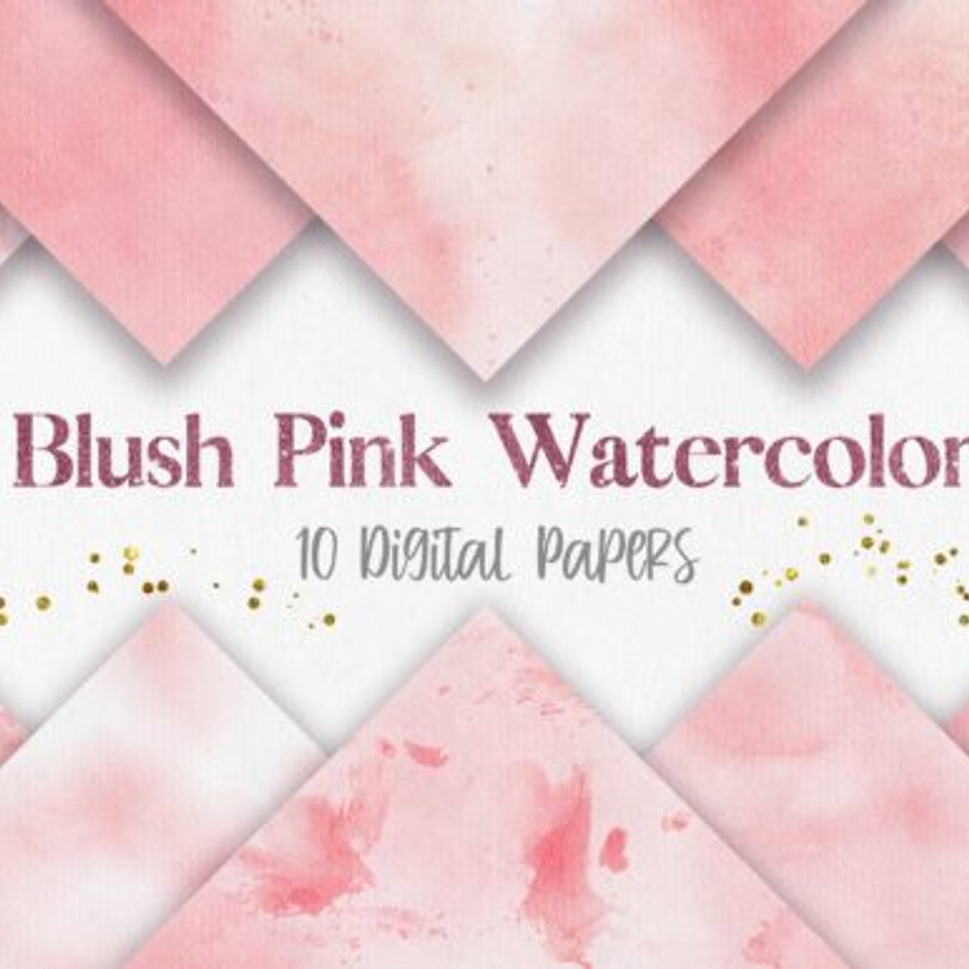 Kit Digital Papeis Aquarela Rosa  1