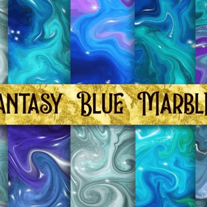 Kit Digital Papeis Mármore Azul  1
