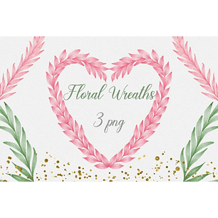 Kit Digital Guirlandas Coração Floral