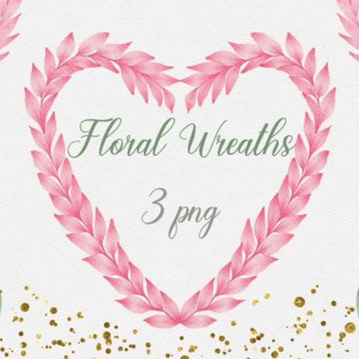 Kit Digital Guirlandas Coração Floral 1