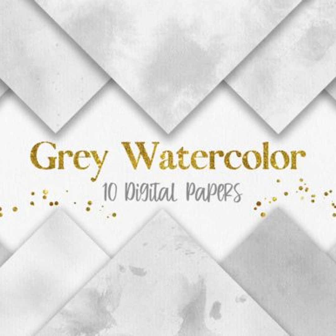 Kit Digital Papeis Aquarela Cinza 1