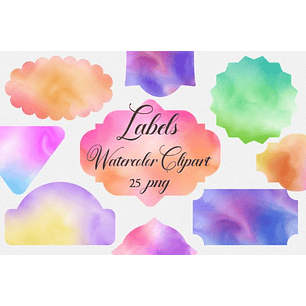 Kit Digital Rótulos Aquarela 