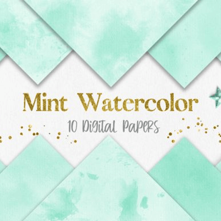 Kit Digital Papeis Aquarela Menta  1