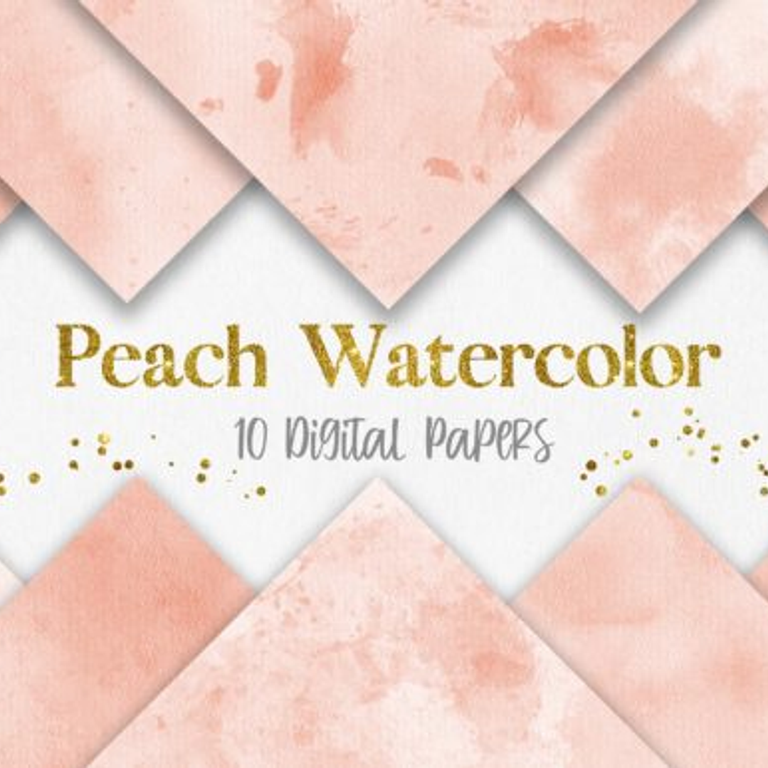 Kit Digital Papeis Aquarela Pêssego  1