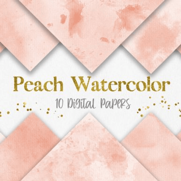 Kit Digital Papeis Aquarela Pêssego  1