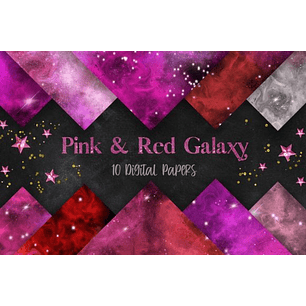 Kit Digital Papeis Rosa e Vermelho 