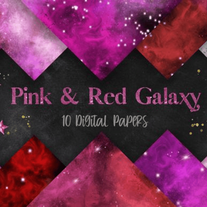 Kit Digital Papeis Rosa e Vermelho  1