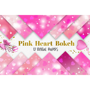 Kit Digital Papeis Corações Rosa 