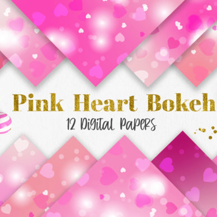 Kit Digital Papeis Corações Rosa  1