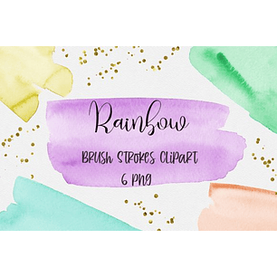 Kit Digital Rabiscos Arco-íris Aquarela 