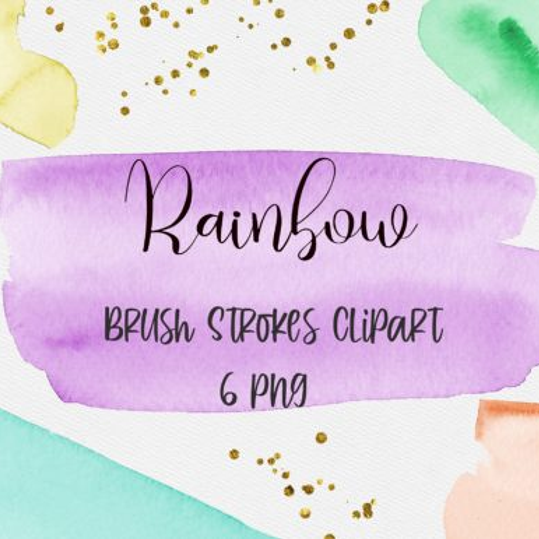 Kit Digital Rabiscos Arco-íris Aquarela  1