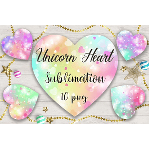 Kit Digital Coração Unicornio Sublimação 