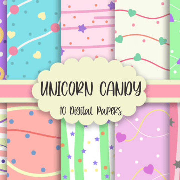 Kit Digital Papeis Unicornio  1