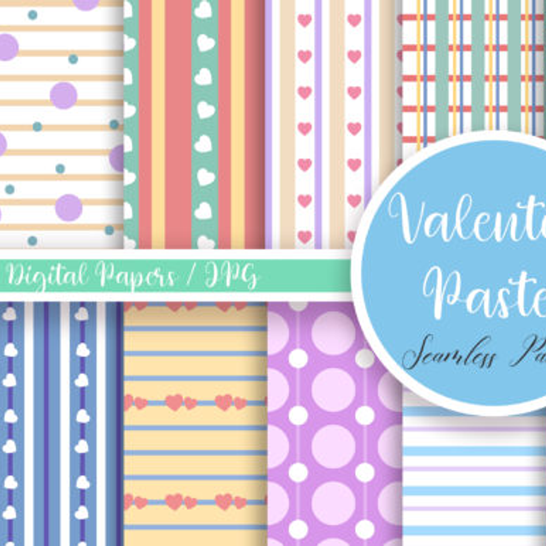 Kit Digital Papeis Dia Dos Namorados Tons Pastel  1