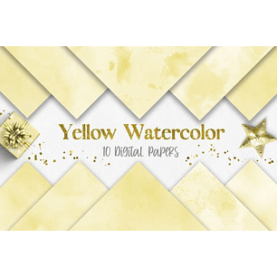 Kit Digital Papeis Aquarela Amarela 