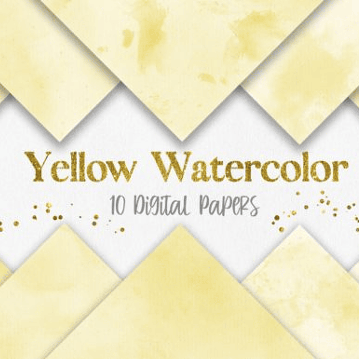 Kit Digital Papeis Aquarela Amarela  1