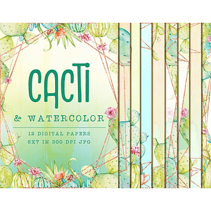 Kit Digital Papeis Cactos 