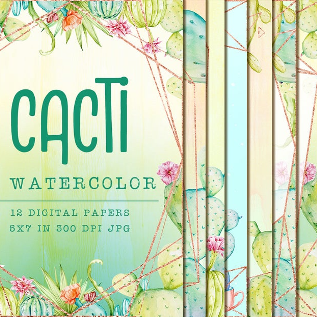 Kit Digital Papeis Cactos  1