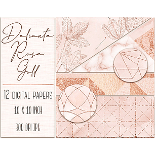 Kit Digital Papeis Ouro Rosa