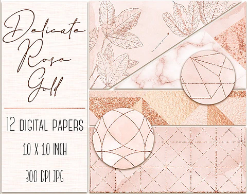 Kit Digital Papeis Ouro Rosa