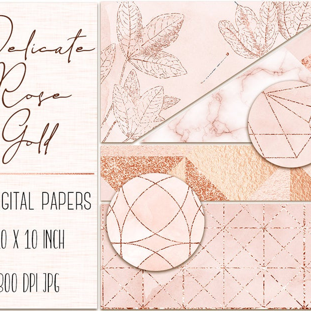 Kit Digital Papeis Ouro Rosa 1